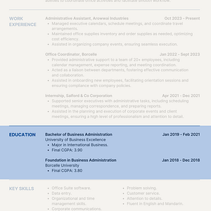 RESUME Highlighting Education