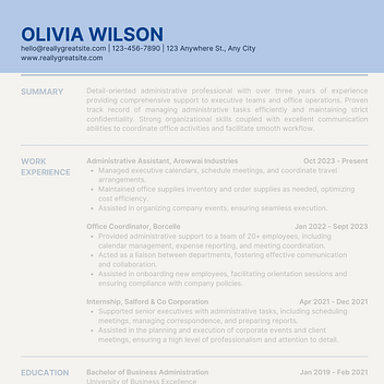 RESUME Contact Information