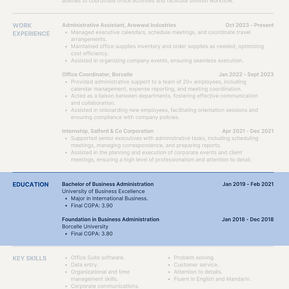 RESUME Highlighting Education